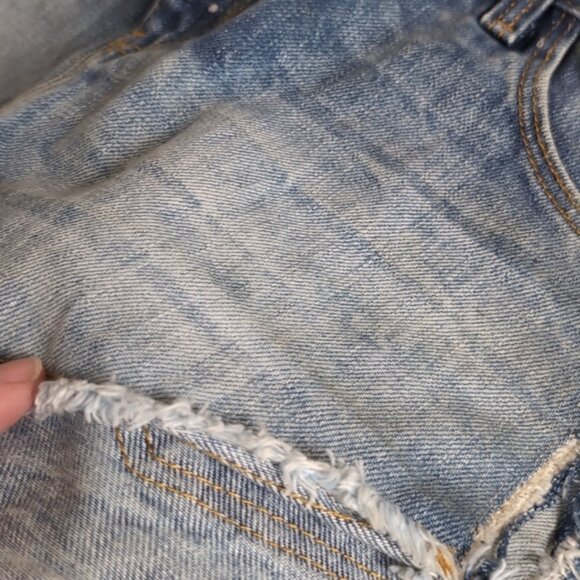 Zara Z1975 Denim Shorts High Rise Micro Distressed Ripped Jean Cut Off - Picture 12 of 13